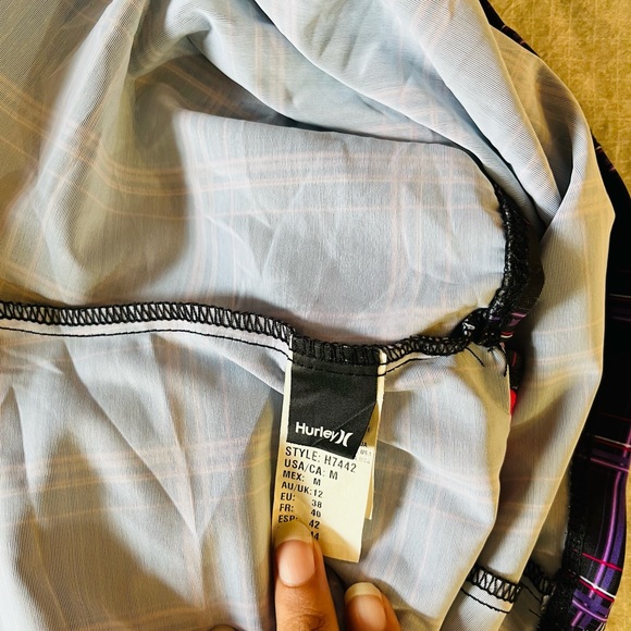 Black pink and purple chequered swim wear top - Picture 6 of 7